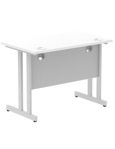 Dynamic Impulse 1000 x 600mm Straight Office Desk White Top Silver Cantilever Leg MI002195