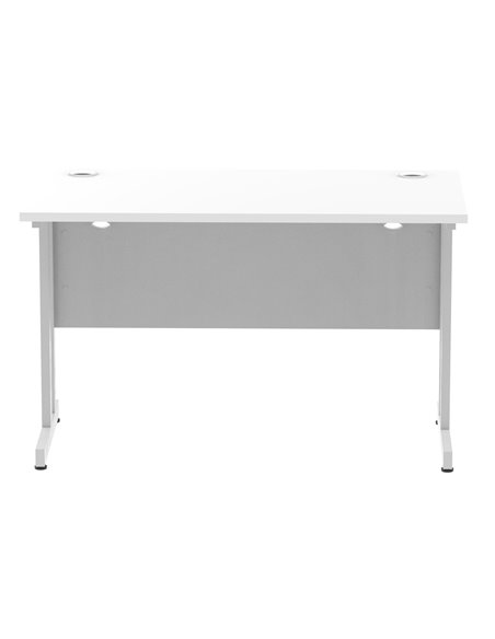 Dynamic Impulse 1200 x 600mm Straight Office Desk White Top Silver Cantilever Leg MI002196 - pic 76677 | FastDaddyshop
