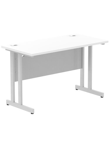 Dynamic Impulse 1200 x 600mm Straight Office Desk White Top Silver Cantilever Leg MI002196