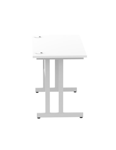 Dynamic Impulse 1200 x 600mm Straight Office Desk White Top Silver Cantilever Leg MI002196