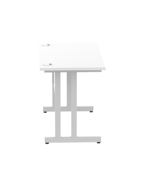 Dynamic Impulse 1200 x 600mm Straight Office Desk White Top Silver Cantilever Leg MI002196 - pic 76679 | FastDaddyshop