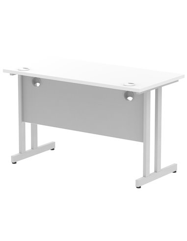 Dynamic Impulse 1200 x 600mm Straight Office Desk White Top Silver Cantilever Leg MI002196