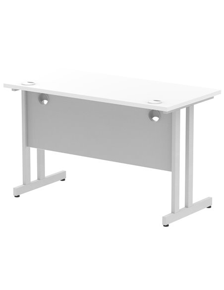 Dynamic Impulse 1200 x 600mm Straight Office Desk White Top Silver Cantilever Leg MI002196 - pic 76680 | FastDaddyshop