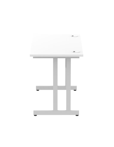 Dynamic Impulse 1200 x 600mm Straight Office Desk White Top Silver Cantilever Leg MI002196