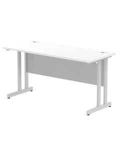 Dynamic Impulse 1400 x 600mm Straight Office Desk White Top Silver Cantilever Leg MI002197