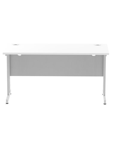 Dynamic Impulse 1400 x 600mm Straight Office Desk White Top Silver Cantilever Leg MI002197