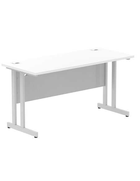 Dynamic Impulse 1400 x 600mm Straight Office Desk White Top Silver Cantilever Leg MI002197 - pic 76686 | FastDaddyshop