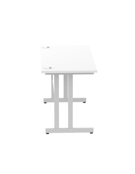 Dynamic Impulse 1400 x 600mm Straight Office Desk White Top Silver Cantilever Leg MI002197 - pic 76687 | FastDaddyshop