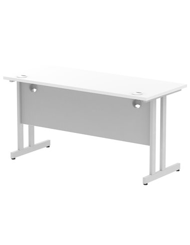 Dynamic Impulse 1400 x 600mm Straight Office Desk White Top Silver Cantilever Leg MI002197