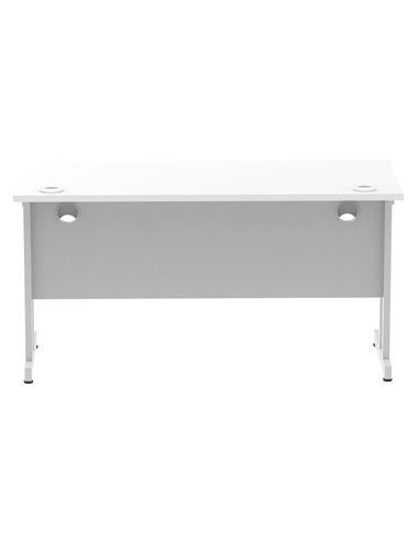 Dynamic Impulse 1400 x 600mm Straight Office Desk White Top Silver Cantilever Leg MI002197