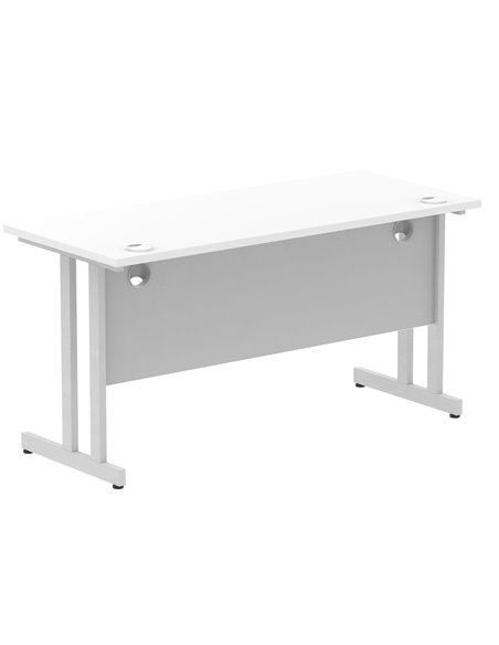 Dynamic Impulse 1400 x 600mm Straight Office Desk White Top Silver Cantilever Leg MI002197 - pic 76690 | FastDaddyshop