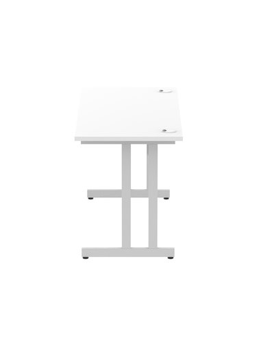 Dynamic Impulse 1400 x 600mm Straight Office Desk White Top Silver Cantilever Leg MI002197
