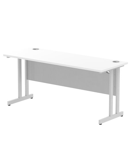Dynamic Impulse 1600 x 600mm Straight Office Desk White Top Silver Cantilever Leg MI002198 - pic 76692 | FastDaddyshop