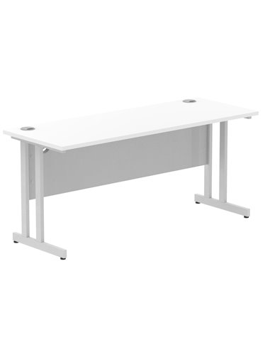 Dynamic Impulse 1600 x 600mm Straight Office Desk White Top Silver Cantilever Leg MI002198
