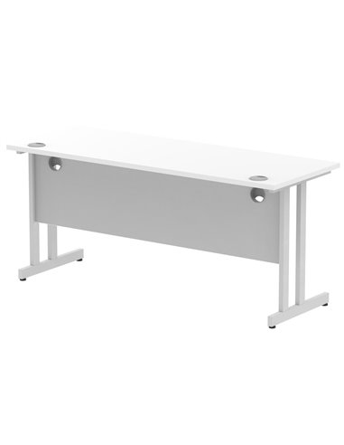 Dynamic Impulse 1600 x 600mm Straight Office Desk White Top Silver Cantilever Leg MI002198