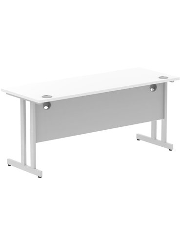 Dynamic Impulse 1600 x 600mm Straight Office Desk White Top Silver Cantilever Leg MI002198