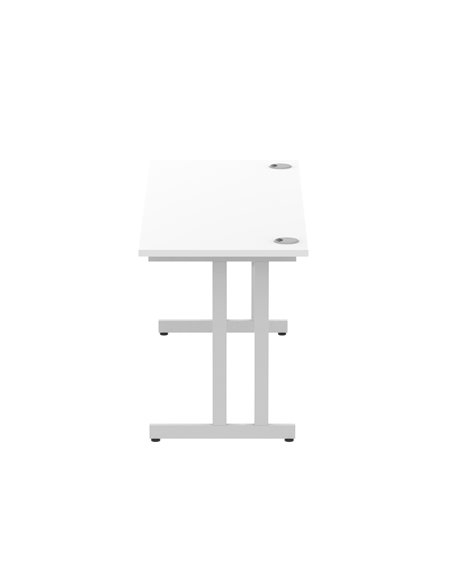 Dynamic Impulse 1600 x 600mm Straight Office Desk White Top Silver Cantilever Leg MI002198 - pic 76699 | FastDaddyshop