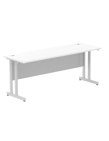 Dynamic Impulse 1800 x 600mm Straight Office Desk White Top Silver Cantilever Leg MI002199 - pic 76702 | FastDaddyshop