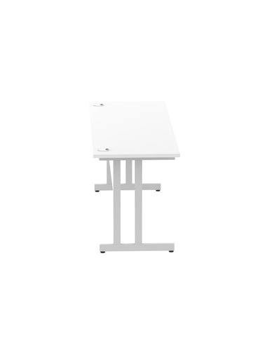 Dynamic Impulse 1800 x 600mm Straight Office Desk White Top Silver Cantilever Leg MI002199
