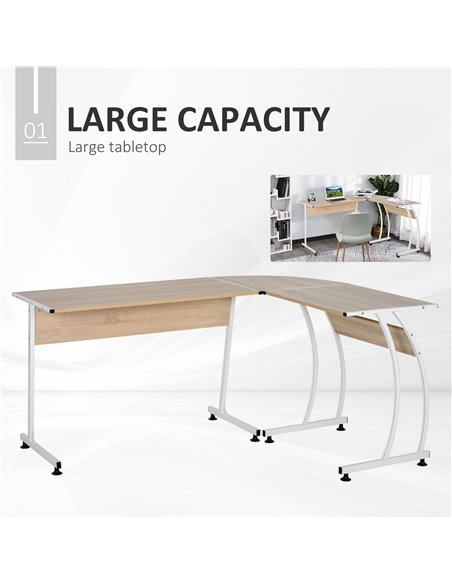 HOMCOM L Shape Computer Desk Corner Display Table Laptop Study Desk Minimalist Space Saving Wood Steel Gaming PC Workstation 112 - pic 7671 | FastDaddyshop