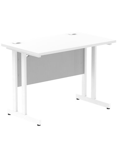 Dynamic Impulse 1000 x 600mm Straight Office Desk White Top White Cantilever Leg MI002200