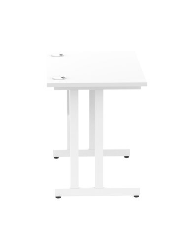 Dynamic Impulse 1000 x 600mm Straight Office Desk White Top White Cantilever Leg MI002200