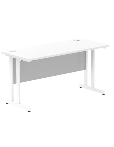 Dynamic Impulse 1400 x 600mm Straight Office Desk White Top White Cantilever Leg MI002202
