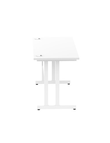 Dynamic Impulse 1400 x 600mm Straight Office Desk White Top White Cantilever Leg MI002202