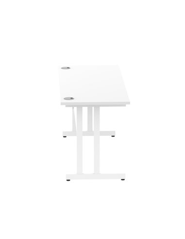 Dynamic Impulse 1600 x 600mm Straight Office Desk White Top White Cantilever Leg MI002203