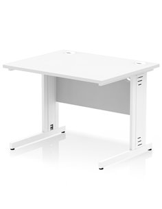 Dynamic Impulse 1000 x 800mm Straight Office Desk White Top White Cable Managed Leg MI002270