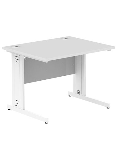 Dynamic Impulse 1000 x 800mm Straight Office Desk White Top White Cable Managed Leg MI002270