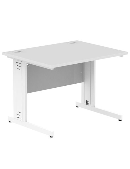 Dynamic Impulse 1000 x 800mm Straight Office Desk White Top White Cable Managed Leg MI002270 - pic 76755 | FastDaddyshop