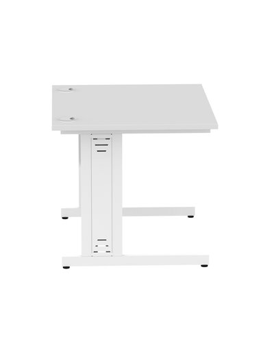 Dynamic Impulse 1000 x 800mm Straight Office Desk White Top White Cable Managed Leg MI002270