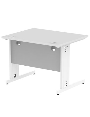 Dynamic Impulse 1000 x 800mm Straight Office Desk White Top White Cable Managed Leg MI002270