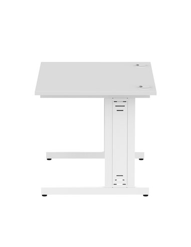Dynamic Impulse 1000 x 800mm Straight Office Desk White Top White Cable Managed Leg MI002270