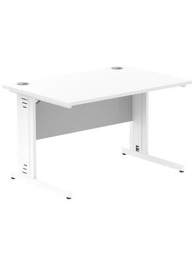 Dynamic Impulse 1200 x 800mm Straight Office Desk White Top White Cable Managed Leg MI002271