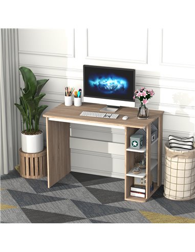 HOMCOM Computer Desk & 3-Tier Side Shelves Wide Table Top Home furniture OAK