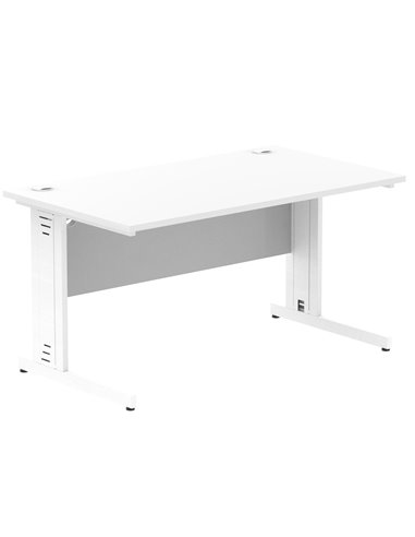 Dynamic Impulse 1400 x 800mm Straight Office Desk White Top White Cable Managed Leg MI002272