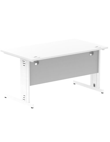 Dynamic Impulse 1400 x 800mm Straight Office Desk White Top White Cable Managed Leg MI002272