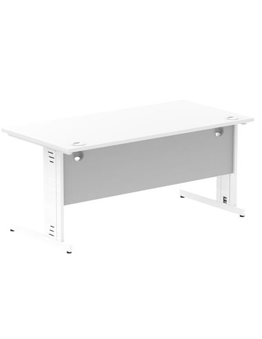 Dynamic Impulse 1600 x 800mm Straight Office Desk White Top White Cable Managed Leg MI002273