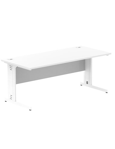 Dynamic Impulse 1800 x 800mm Straight Office Desk White Top White Cable Managed Leg MI002274