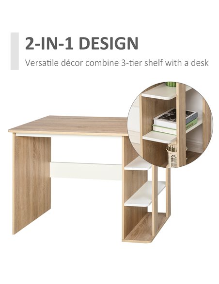 HOMCOM Computer Desk & 3-Tier Side Shelves Wide Table Top Home furniture OAK - pic 7679 | FastDaddyshop