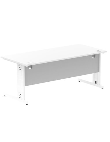 Dynamic Impulse 1800 x 800mm Straight Office Desk White Top White Cable Managed Leg MI002274