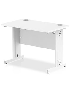 Dynamic Impulse 1000 x 600mm Straight Office Desk White Top Silver Cable Managed Leg MI002275