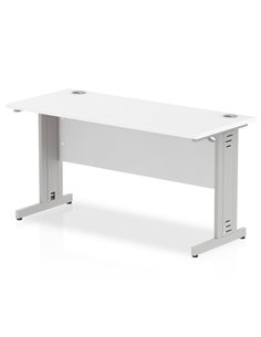 Dynamic Impulse 1400 x 600mm Straight Office Desk White Top Silver Cable Managed Leg MI002277