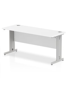 Dynamic Impulse 1600 x 600mm Straight Office Desk White Top Silver Cable Managed Leg MI002278