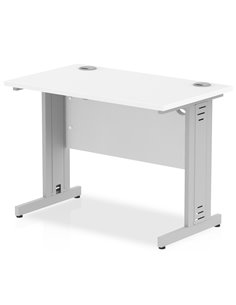Dynamic Impulse 1000 x 600mm Straight Office Desk White Top White Cable Managed Leg MI002280