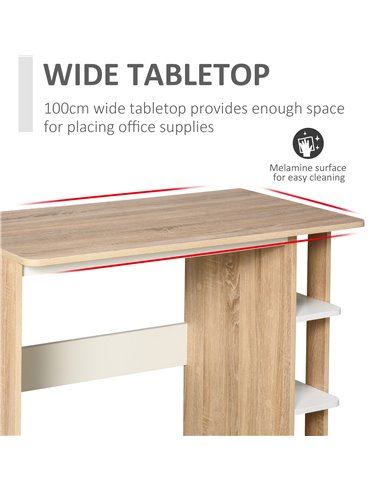 HOMCOM Computer Desk & 3-Tier Side Shelves Wide Table Top Home furniture OAK
