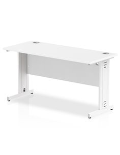 Dynamic Impulse 1400 x 600mm Straight Office Desk White Top White Cable Managed Leg MI002282