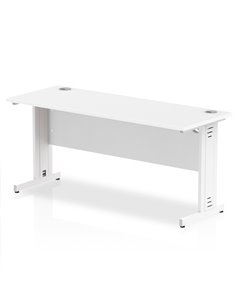 Dynamic Impulse 1600 x 600mm Straight Office Desk White Top White Cable Managed Leg MI002283
